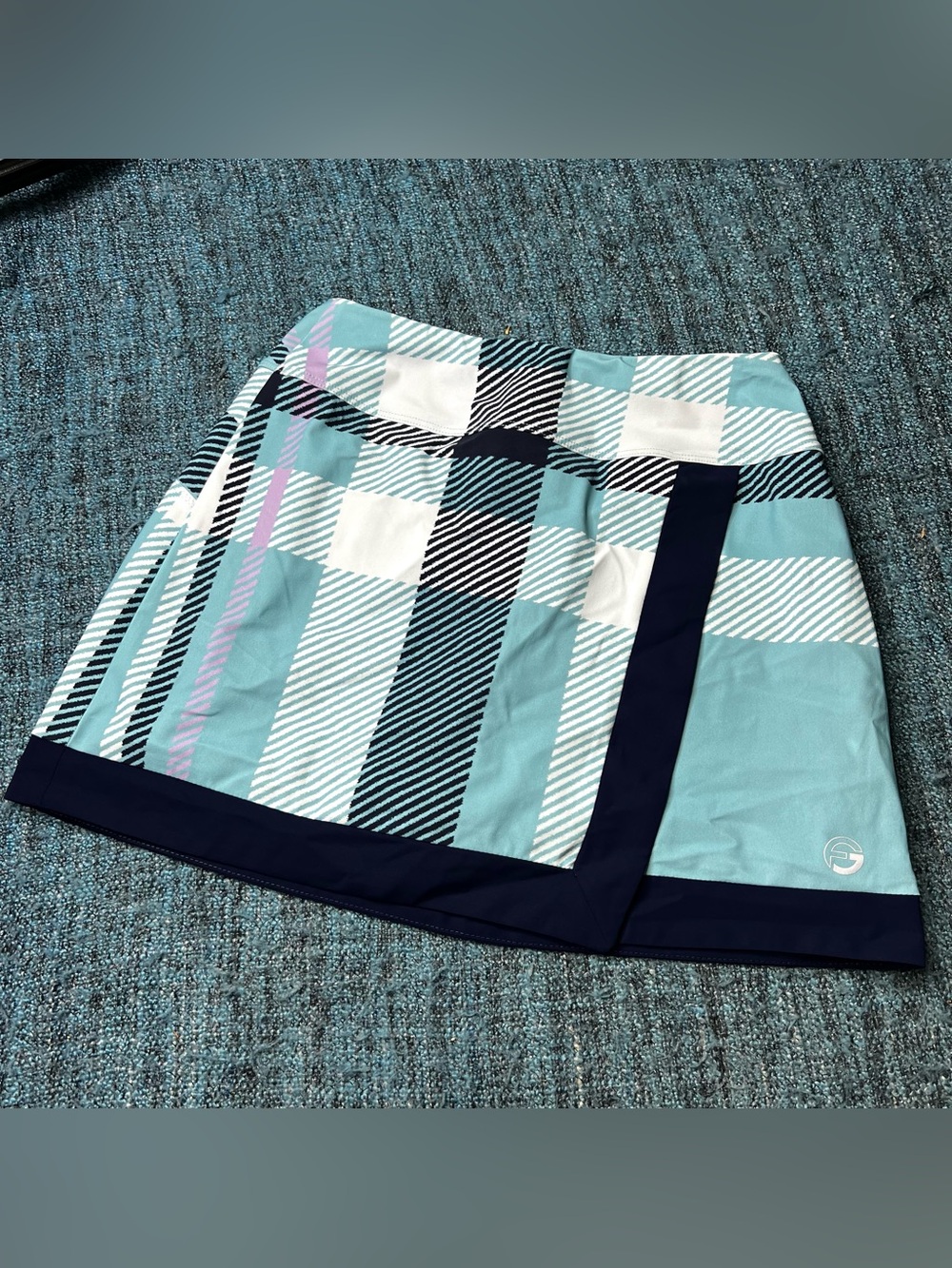 Foray Golf Plaid Perfection Printed Skirt Skort in Blue Purple Womens Size Small